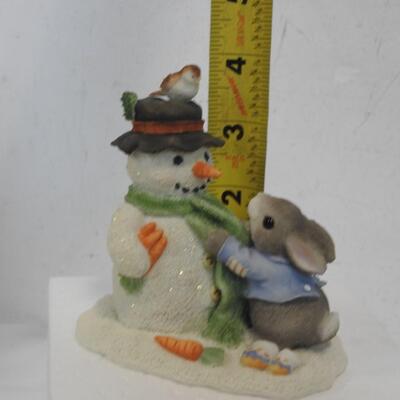 1996 Enesco My Blushing Bunnies Christmas Friendship Snowman Bunny Figurines