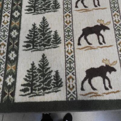 Outdoor Theme Rug. Brown/Green/Tan Trees & Moose 30" x 47"