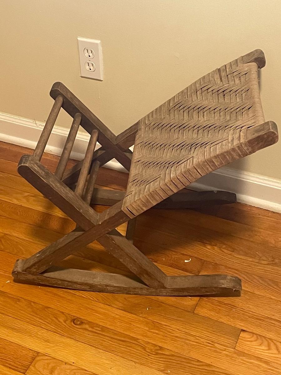 Gout Rocker Wooden Gout Rocking Stool With Woven Back (B1-RG) | EstateSales.org