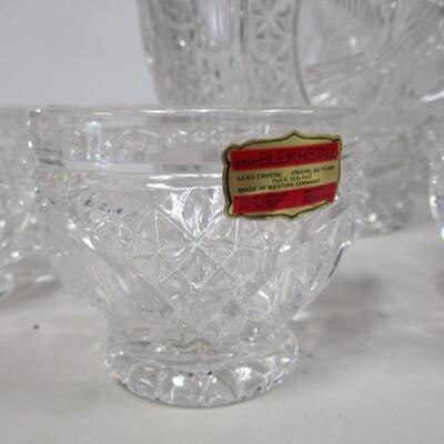 Vintage Bleikristall German Made Crystal Punch Bowl With Lid & 12 Cups