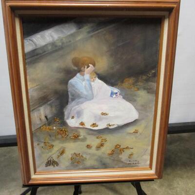 Framed Art "The Cup And The Baby" By Artist Graef