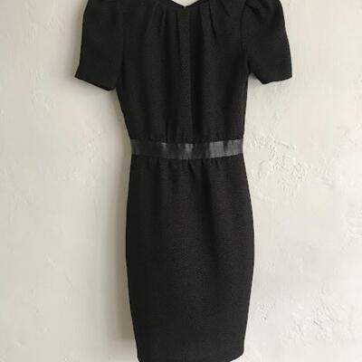 H&M Pleated Neck Ruffle Sleeve Faux Leather Waist Size 2