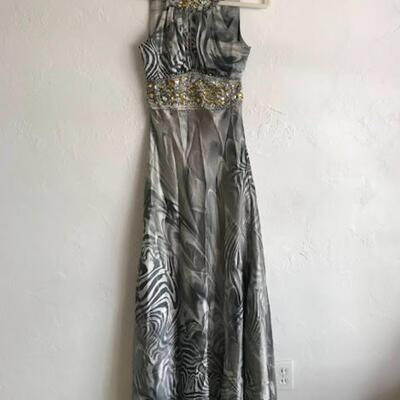 Silver Grey Formal Grown, Stone Accents, Size S