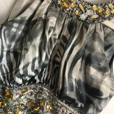 Silver Grey Formal Grown, Stone Accents, Size S
