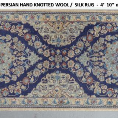 Fine quality,  Persian Hand Knotted Nain Fine Quality Wool & Silk  Rugs, 4'10"X 2'5"                         
on...