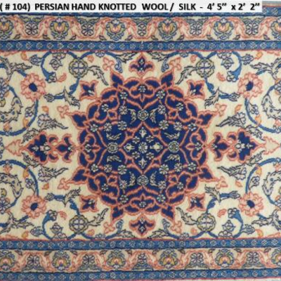 Fine quality,  Persian Hand Knotted Nain Fine Quality Wool & Silk  Rugs, 4'5"X 2'2"                         
on...