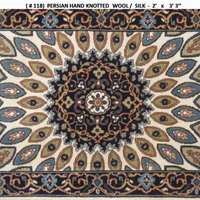 Fine quality,  Persian Hand Knotted Nain Fine Quality Wool & Silk  Rugs, 2'X 3'3"                         
on Perfect...