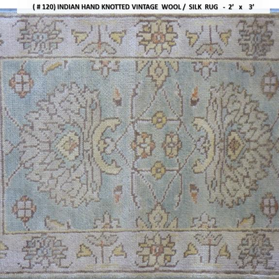 Fine quality,  Indian Hand Knotted Fine Quality Wool & Silk  Rugs, 2X 3'                        
on Perfect Conditions 
Retail...