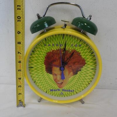 Carrot Top Chairman of the Board Work Sucks Clock, Yellow & Green - New