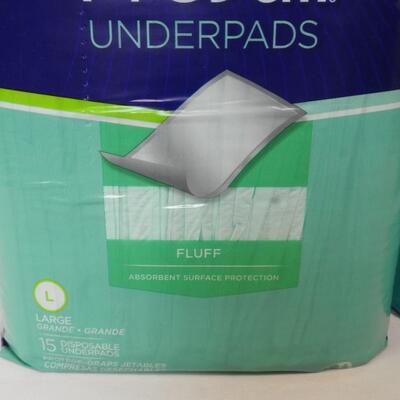 3 Pkgs Prevail Adult Underpads, Size Large, 23"x36", 45 Pads Total-New