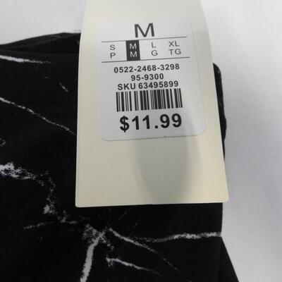 3 Pairs Super Soft Leggings-Medium: B&W Marble, Gray/Black Words B&W Zodiak-New