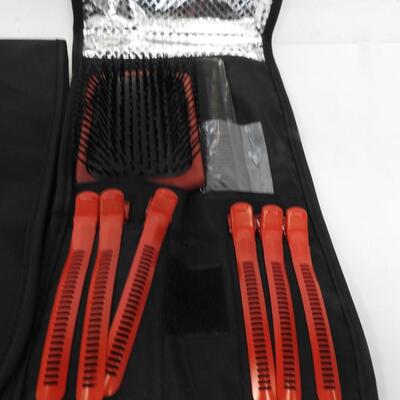 2, Sets  TCP: Hot Hair Tools Cool Carry Bag W/Brush, Clips/Comb-New