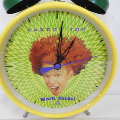 Carrot Top Chairman of the Board Work Sucks Clock, Yellow & Green - New