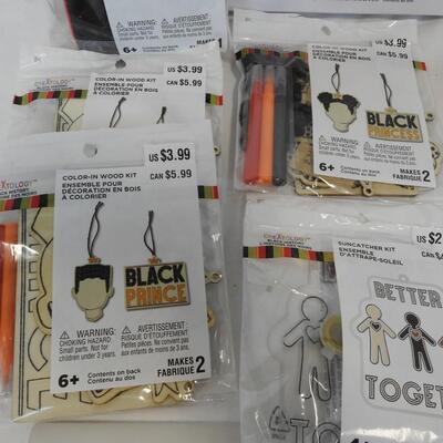 8 Craft Kits: Color-In Wood, Suncatchers, Weaving-NEW