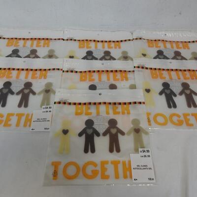 7 Packages Gel Window Clings "Better Together" -NEW