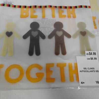 7 Packages Gel Window Clings "Better Together" -NEW