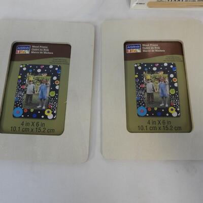 6 pc Crafting Lot: 4 Wooden Frames & 2 Sets of Rub-On decals Stampin' Up! - New