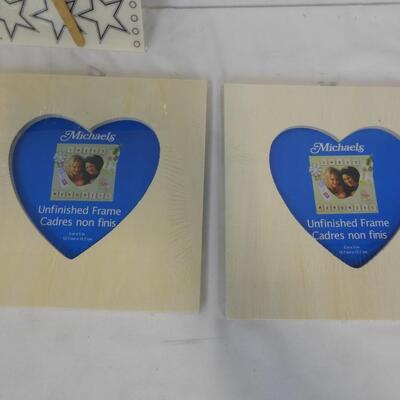 6 pc Crafting Lot: 4 Wooden Frames & 2 Sets of Rub-On decals Stampin' Up! - New