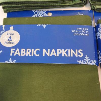 Trim A Home 8-Fabric Napkins-Dark Green W/Satin Trim-20"x20"-NEW