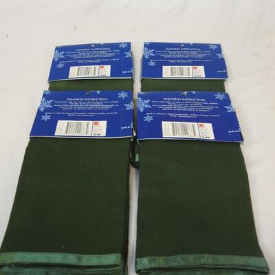 Trim A Home 8-Fabric Napkins-Dark Green W/Satin Trim-20"x20"-NEW