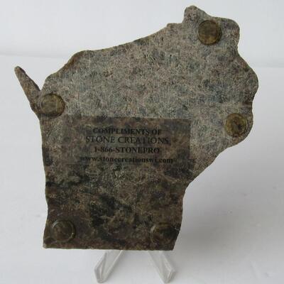 Nice Small State of WI Shaped Stone Trivet and 2 Stone Beads