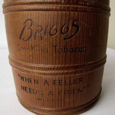 Vintage Briggs Smoking Tobacco Wood Barrel Shaped Holder