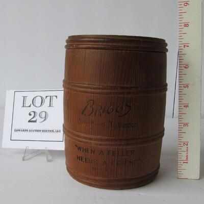 Vintage Briggs Smoking Tobacco Wood Barrel Shaped Holder