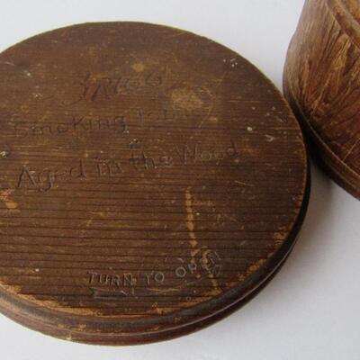 Vintage Briggs Smoking Tobacco Wood Barrel Shaped Holder