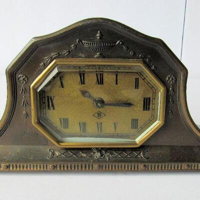 Vintage Metal Small Mantle Clock