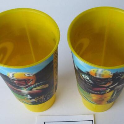 2 Older Tall Green Bay Packers Tumblers, Aaron Rogers, Eddie Lacy, Dynamic Drinkware