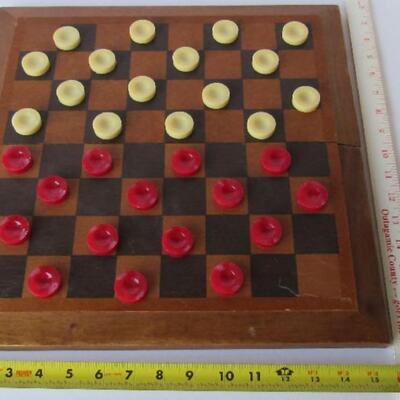 Older Checkers Set & Dice With Cups