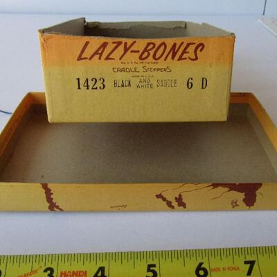 Vintage Advertising Box, Lazy Bones Saddle Shoes, Kids Size 6 and Wild Rice Advertising Bag, Canada