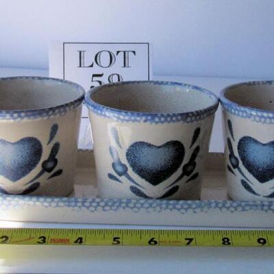 Small Stoneware Pottery Planter Set