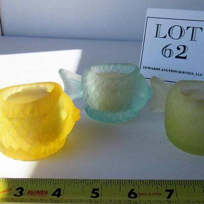 3 Glass Fish Votive Cups