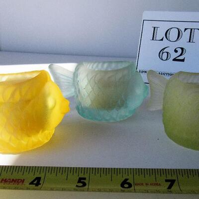 3 Glass Fish Votive Cups