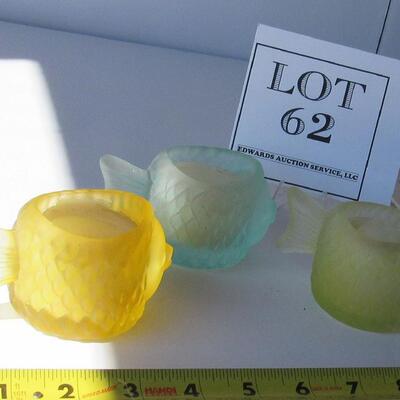 3 Glass Fish Votive Cups
