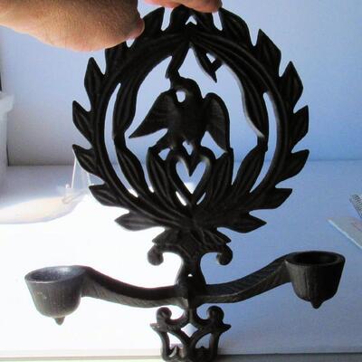 Pair Iron Eagle Heavy Wall Sconces