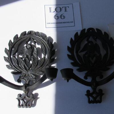 Pair Iron Eagle Heavy Wall Sconces