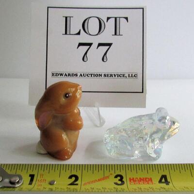 Hard to Find Boyd Brian the Bunny Hand Painted Figure and Clear Carnival Glass Frog
