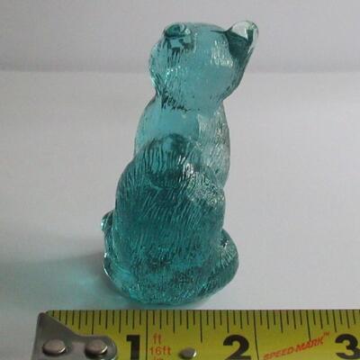 Mosser Glass Cat Figurine Light Teal Color