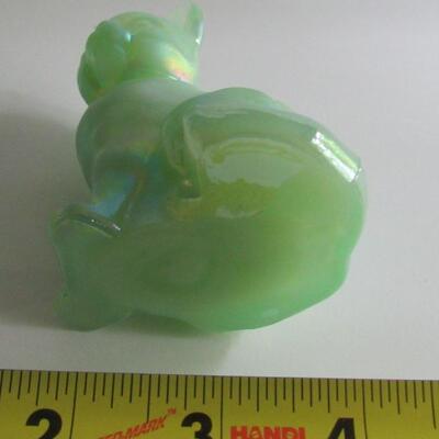 Fenton Jade Green Carnival Cat Figurine