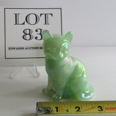 Fenton Jade Green Carnival Cat Figurine