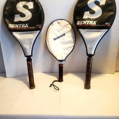 3 Tennis Rackets - 2 Sentra and 1 Wilson