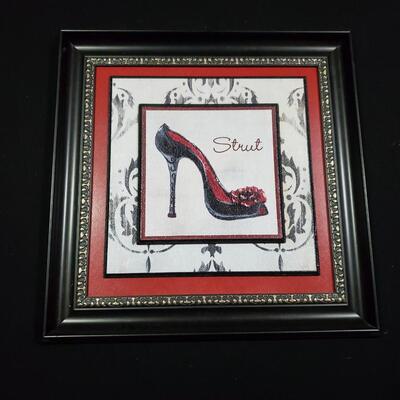 Framed "Strut" High Heel Shoe Wall DÃ©cor -  14'' X 14''