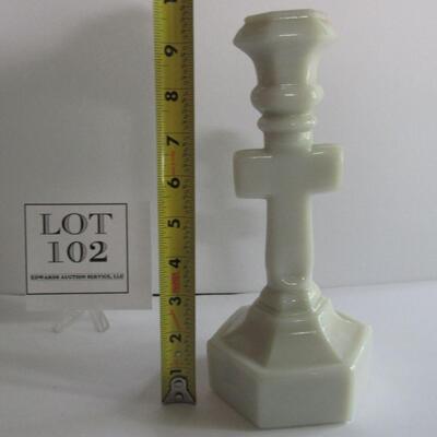 Old Milk Glass Crucifix Candlestick