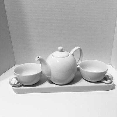Pier 1 Ceramic Tea Set - Pot, Cups, Tray