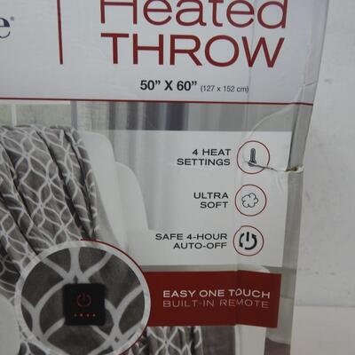 Brookstone Heated Throw-One Touch Built-In RemoteGray/White-50"x60"-Doesn't Work