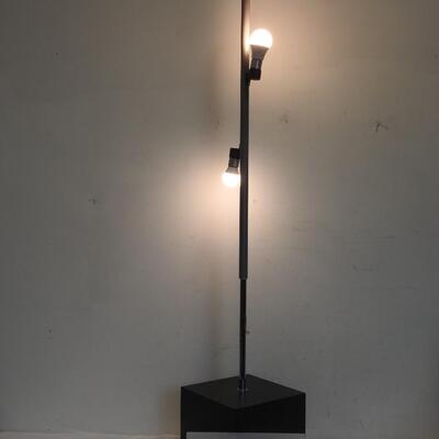 Mainstays Rice Paper Floor Lamp-Dark Wood Base wi/Bulb- Missing Paper Shade