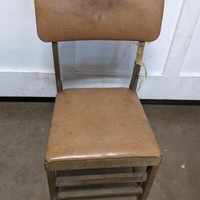 4 Vintage Wooden Foldable Padded Chairs, 3 Green & 1 Tan - Used, Poor Condition