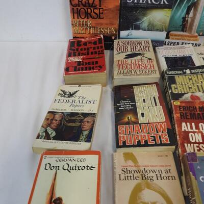 24 Paperback Books: Grisham, Crichton, Clancy, Porter, Matthiessen & More-Used